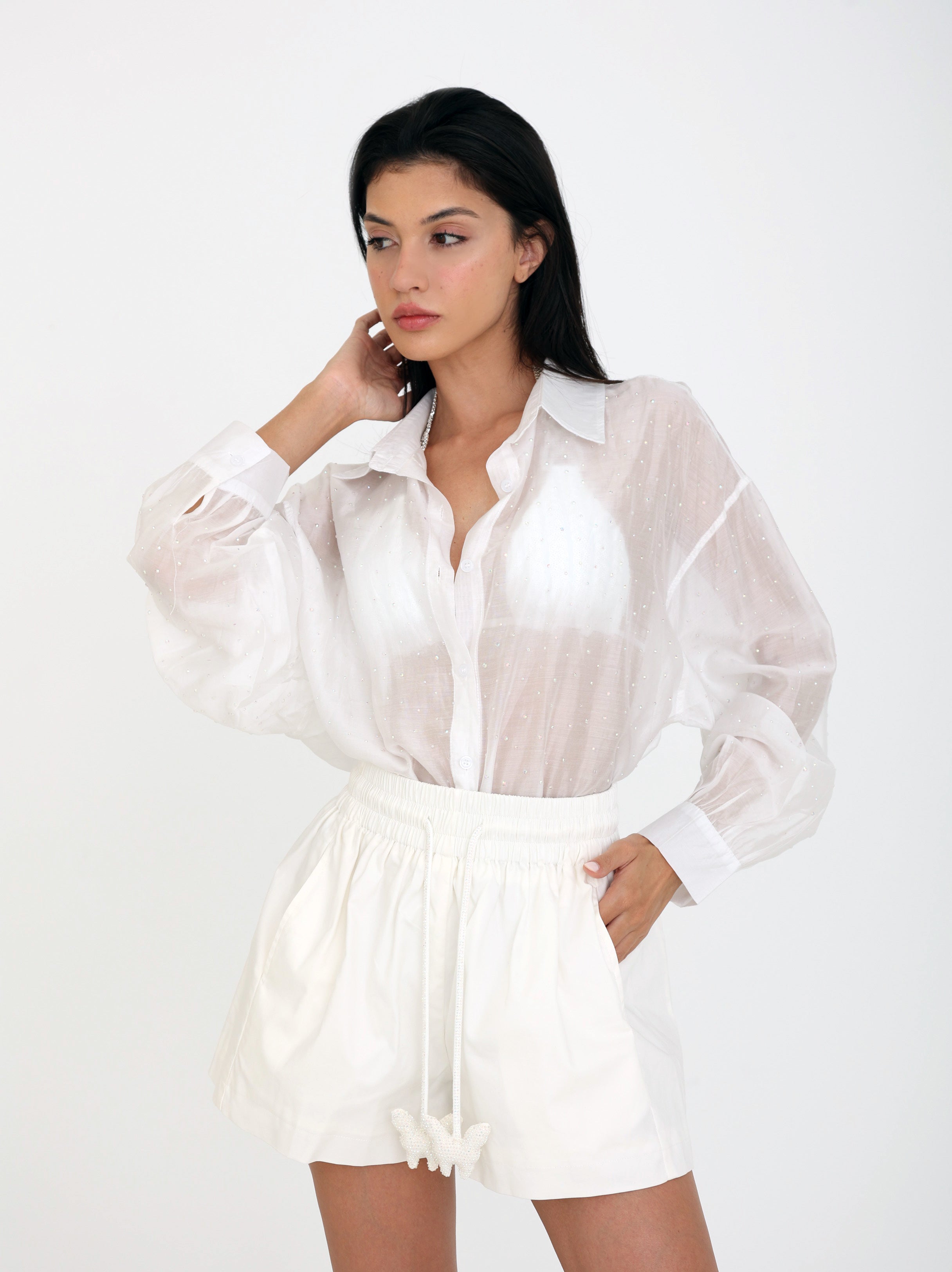 Moonshine Oversized Long sleeve Shirt - white