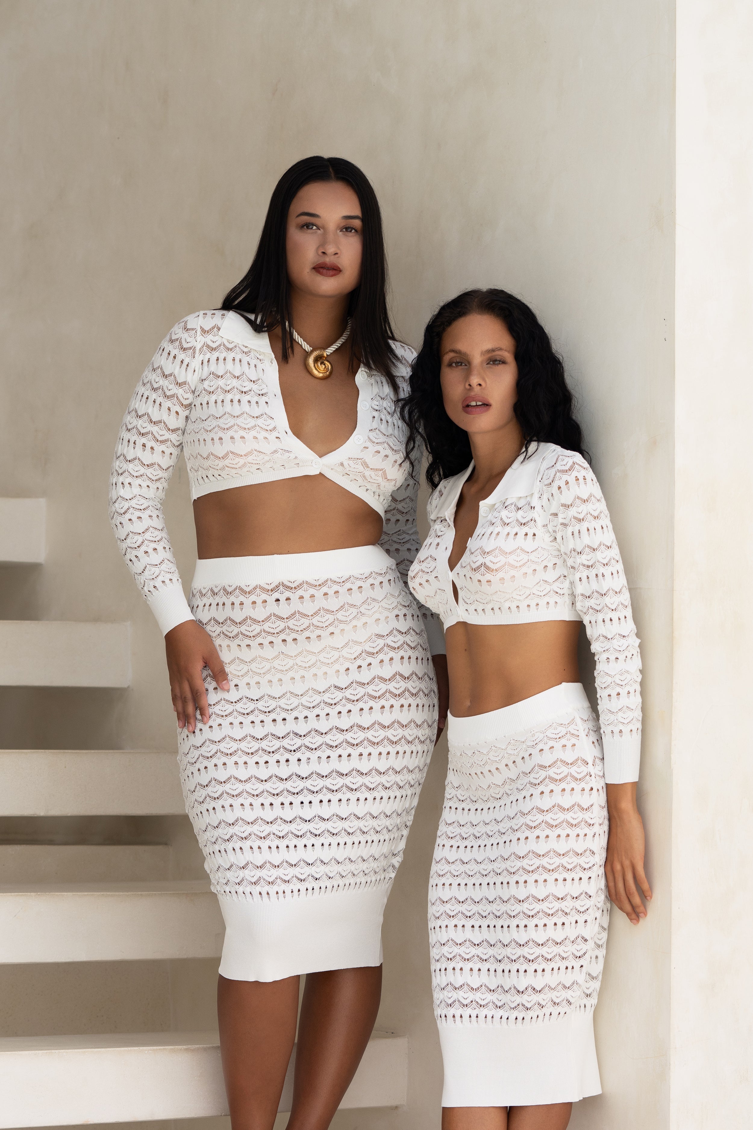 Seashell Crochet Skirt- White