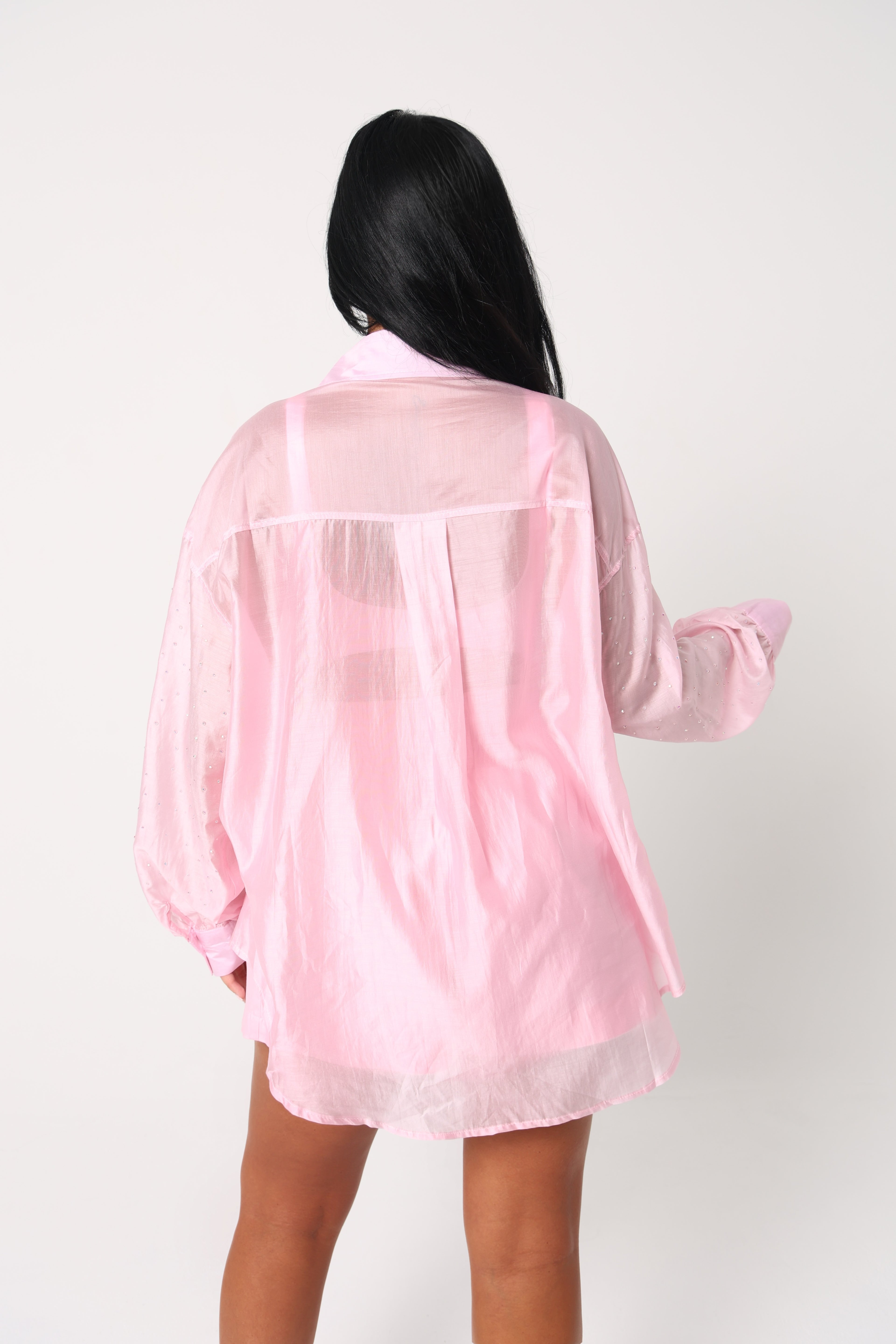 Rosé Radiance Shirt- Oversized long sleeves shirt