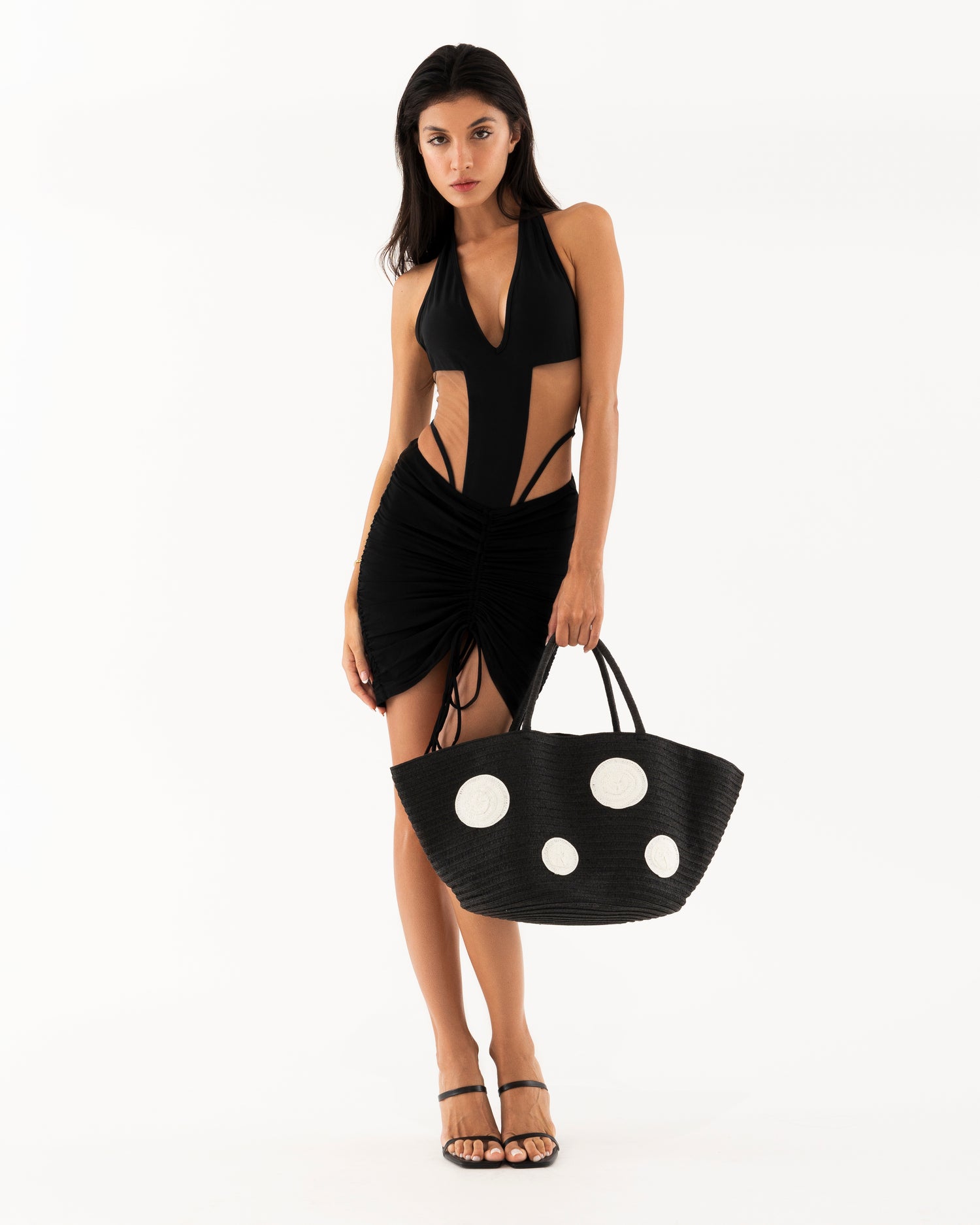 Seaside straw bag- Black