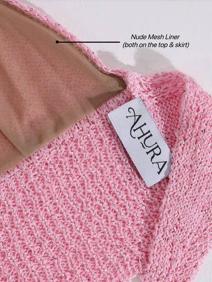 Komodo Knit Sequins Mini Skirt - Pink