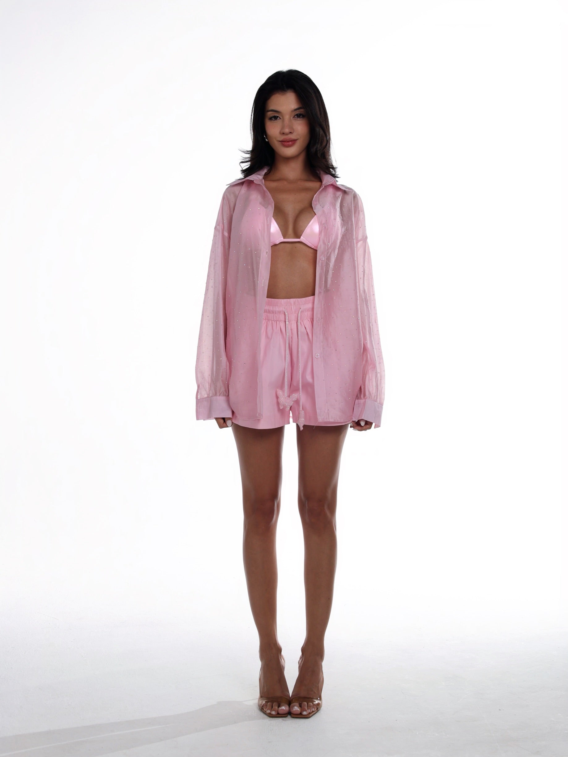 Rosé Radiance Shirt- Oversized long sleeves shirt