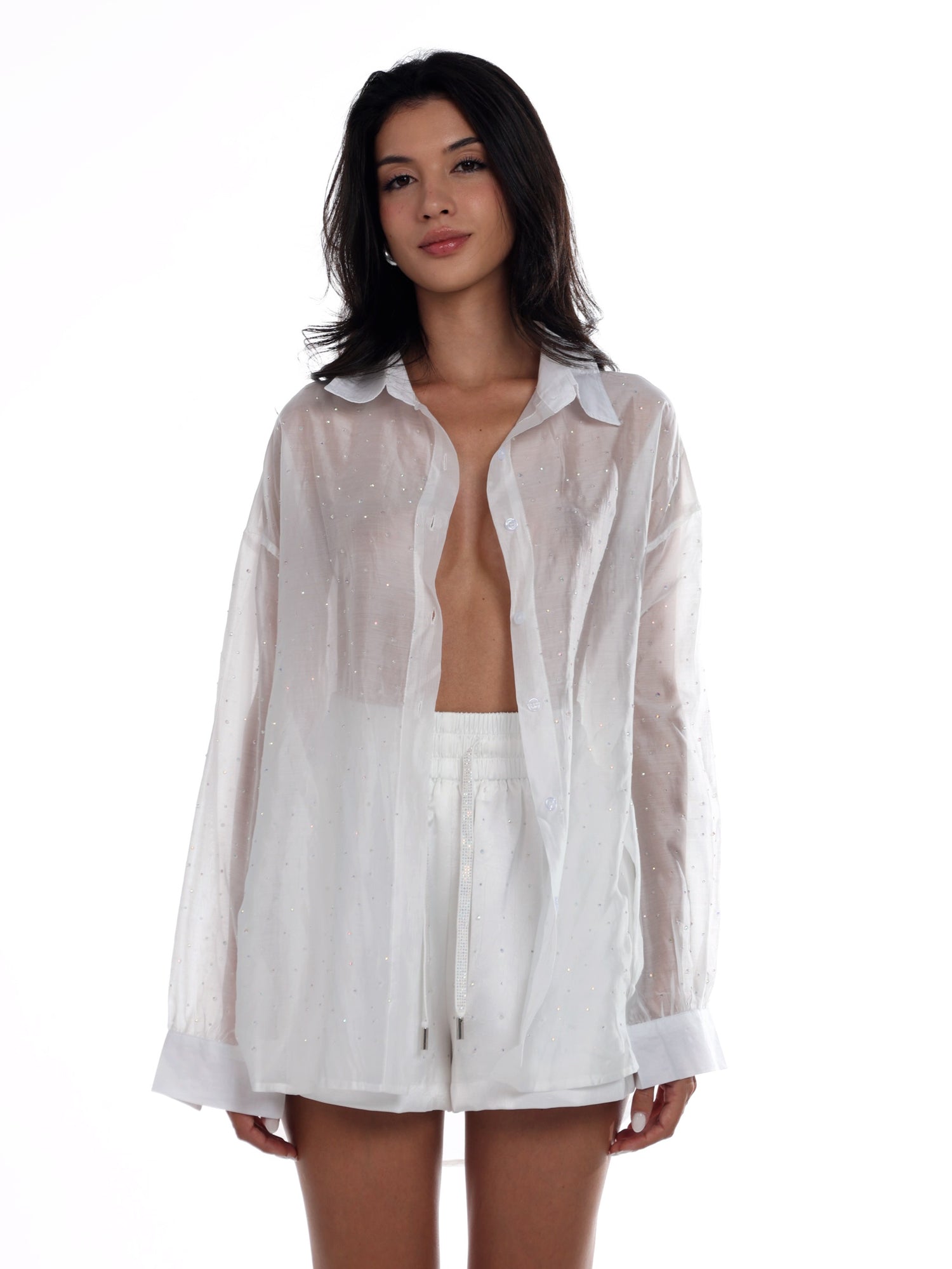 Angelika Satin Shorts - White