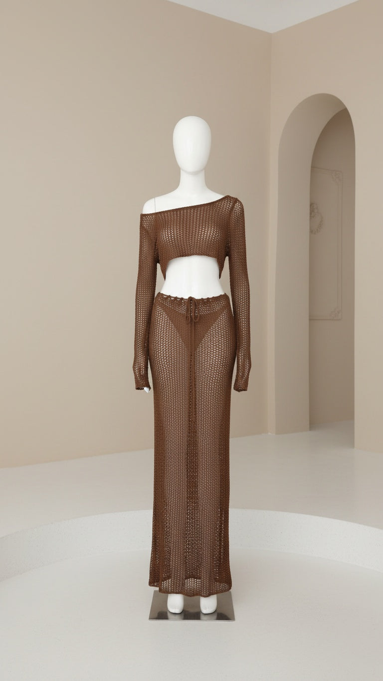 Sepia - Crochet co-ord top &amp; skirt
