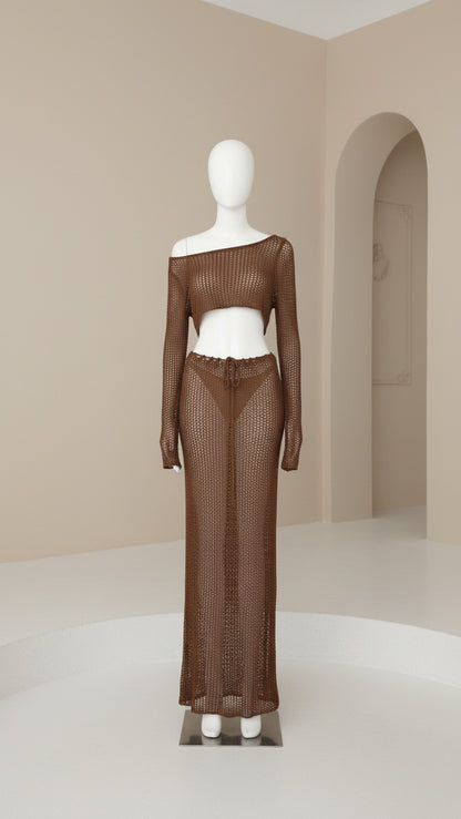 Sepia - Crochet co-ord top &amp; skirt